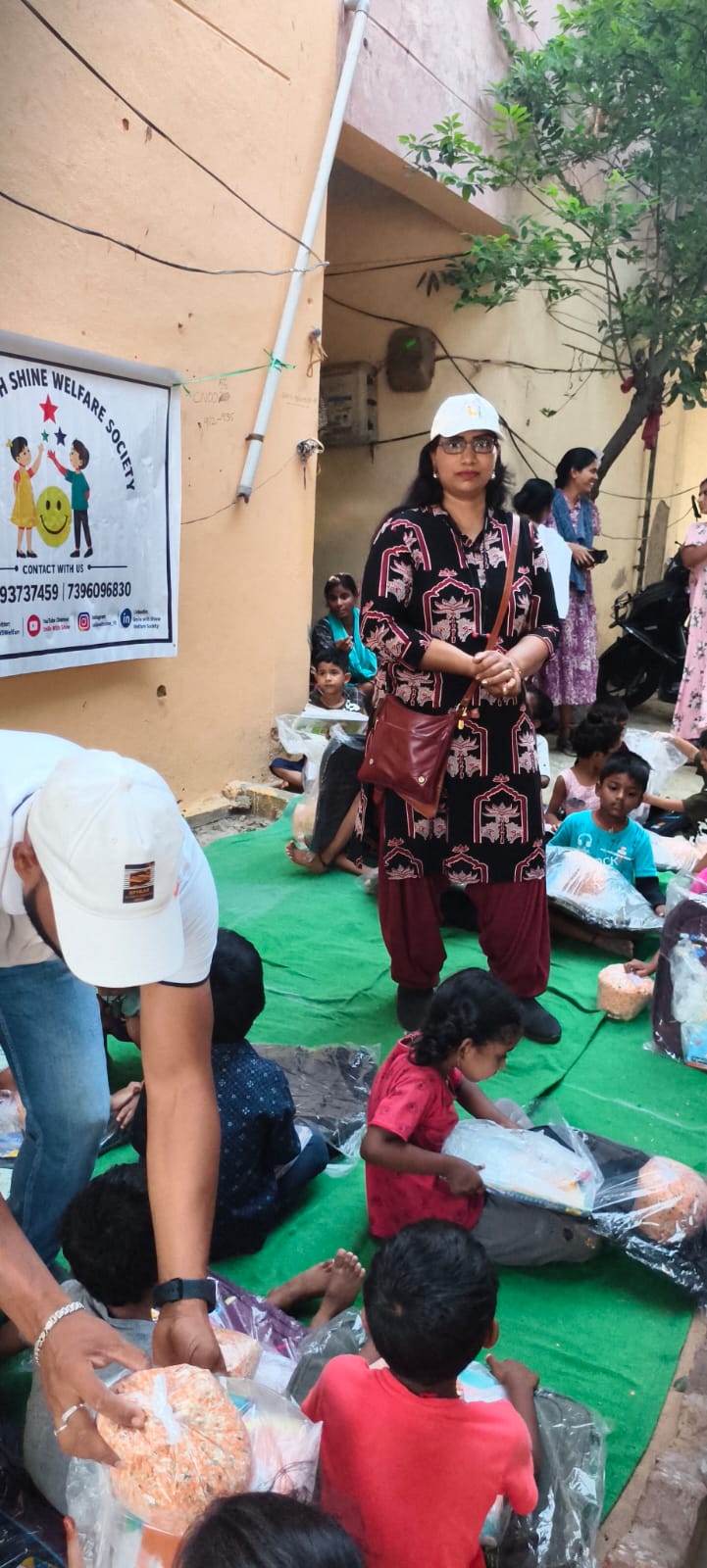 Educational kit distribution in a Hyderabad community