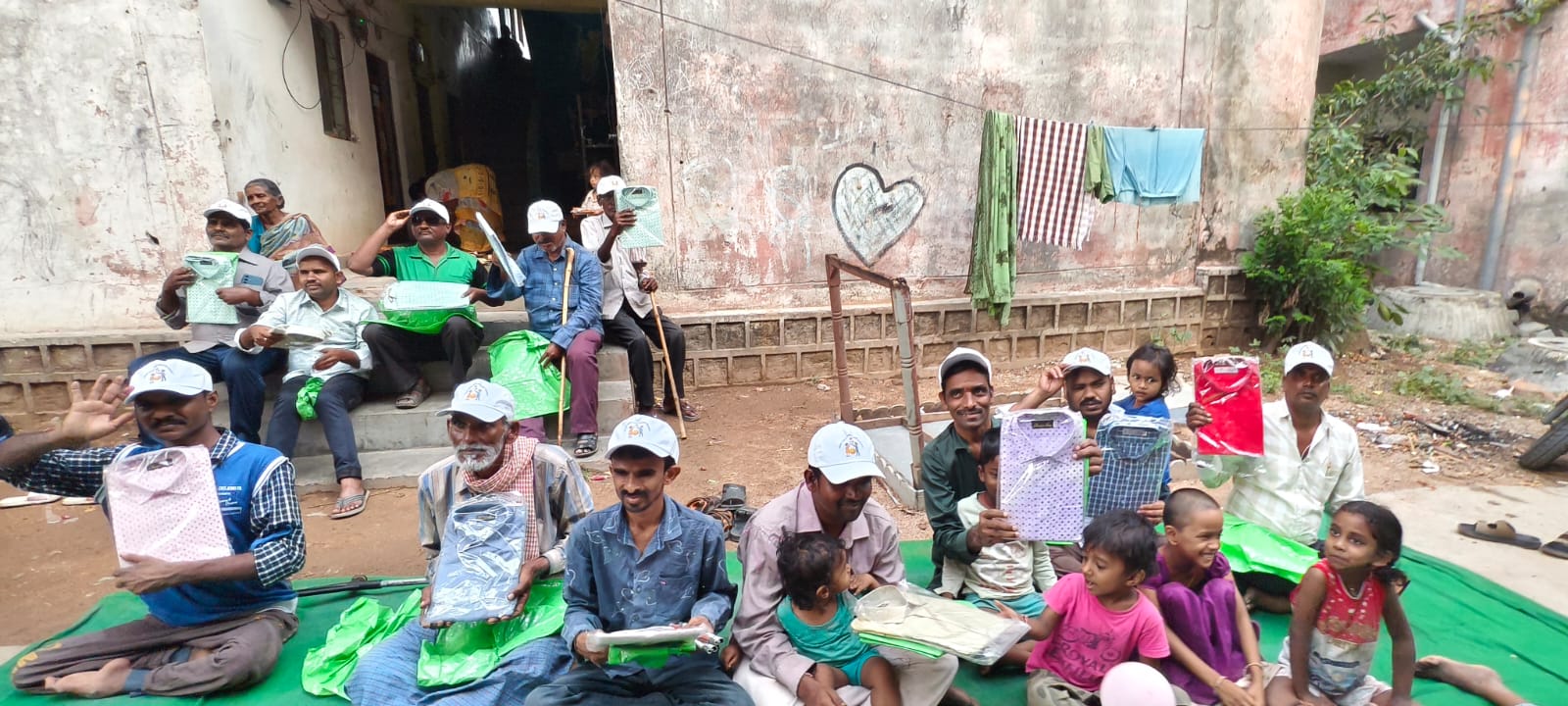 Smile With Shine team with elderly and visually impaired fathers at the Father's Day event