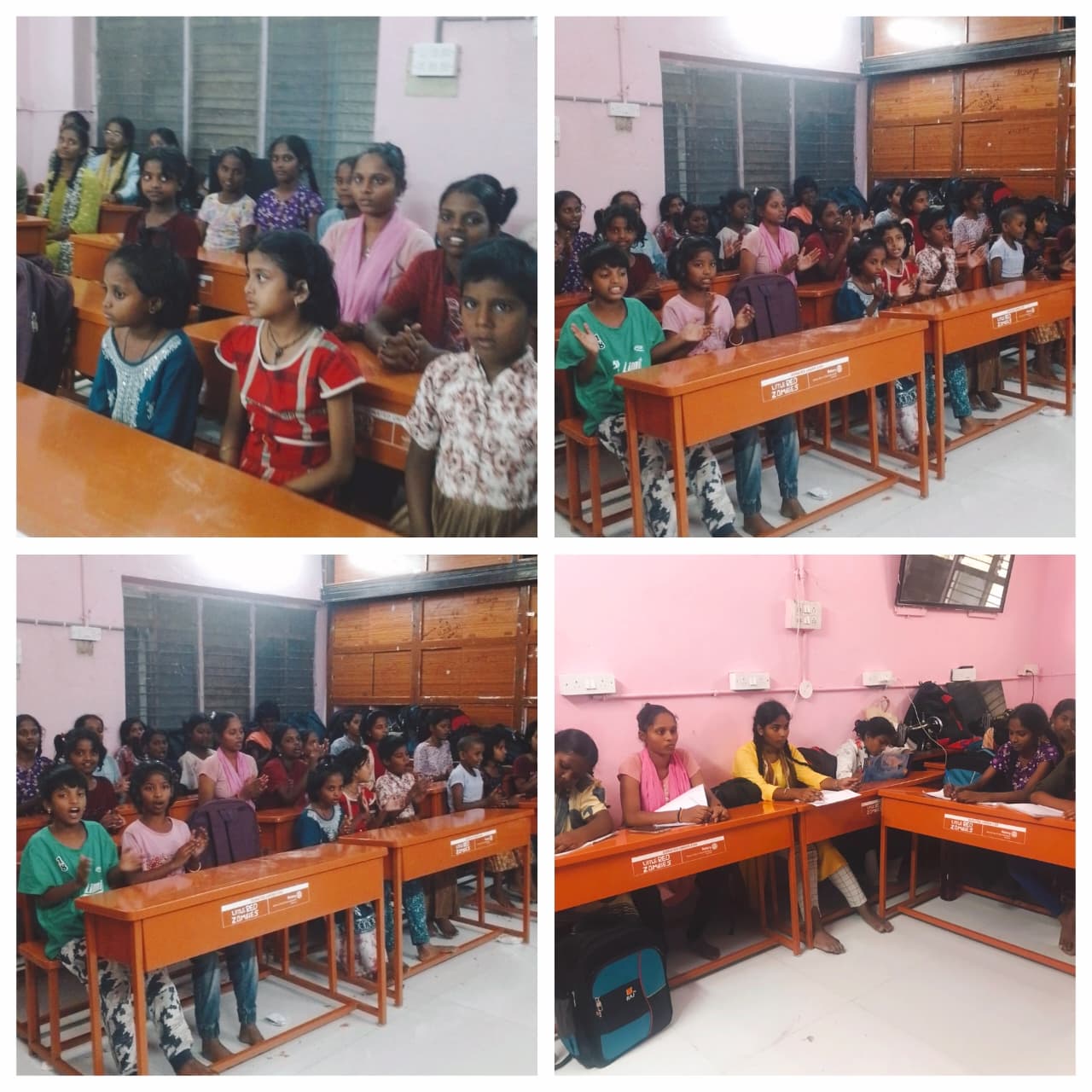 Children of the Smile With Shine Children's Home with the new benches donated by Rotary Club of Secunderabad Sunrise
