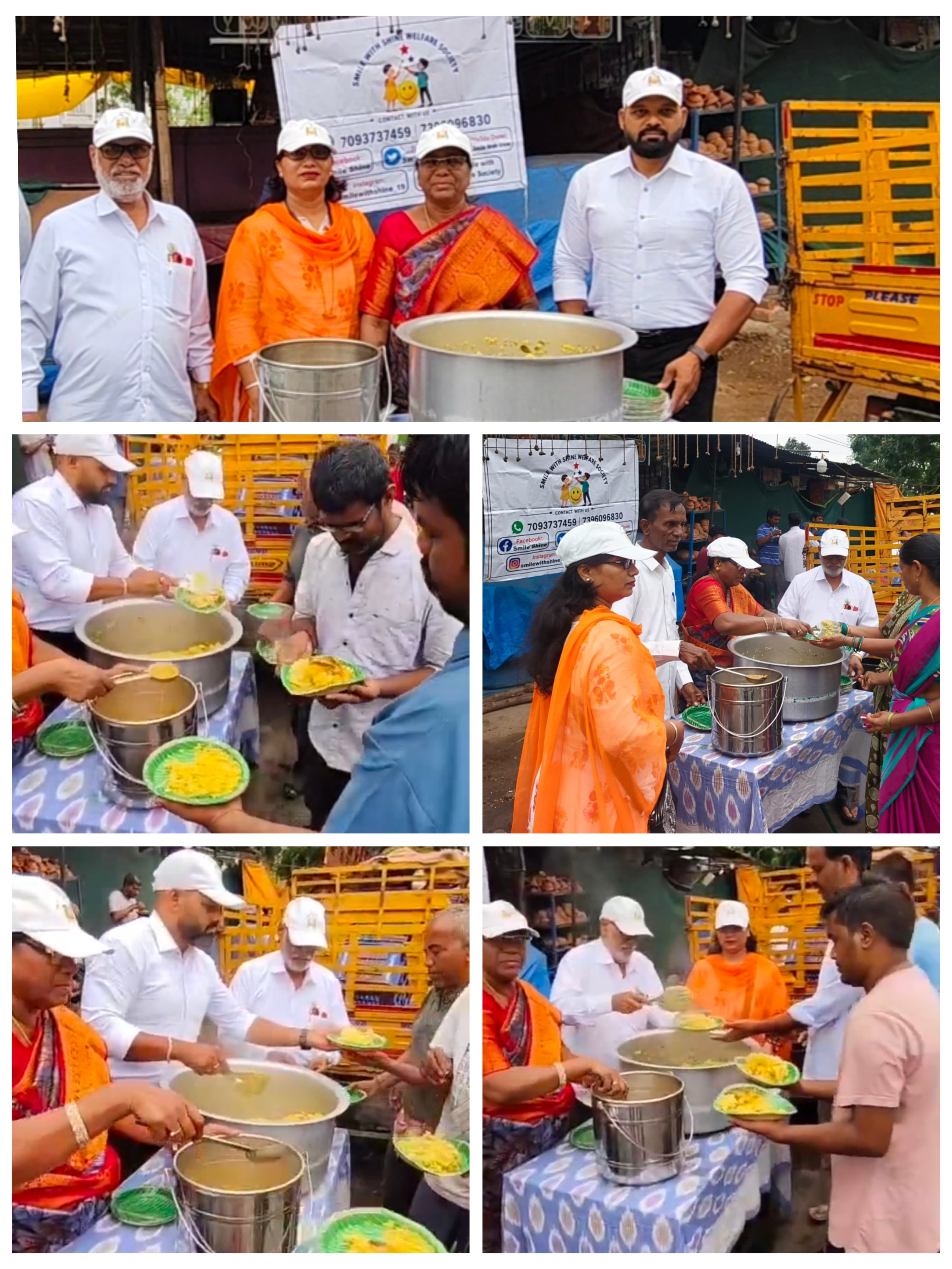 Close-up of hot, freshly cooked breakfast being ladled onto plates during the Smile With Shine Tuesday drive on July 21, 2026