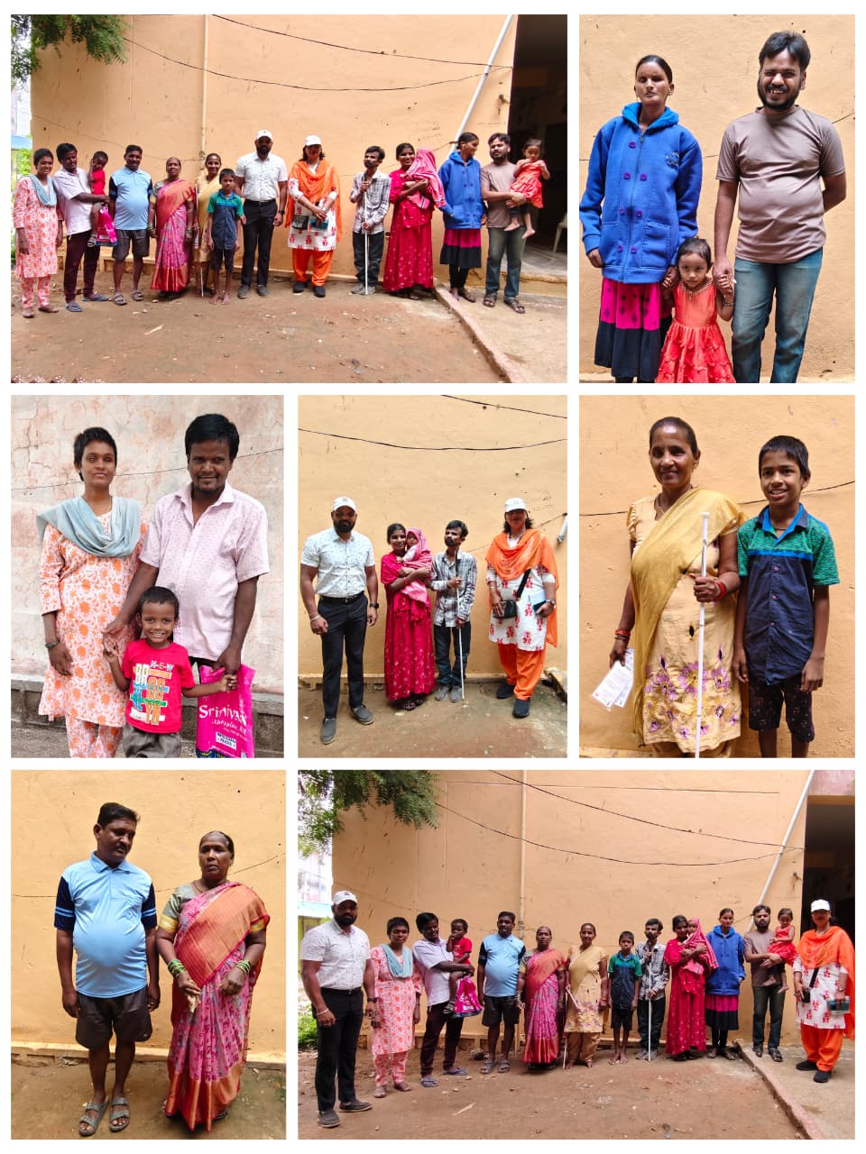 A collage of individual visually impaired families we met — each a household with its own story, its own qualifications and its own hopes