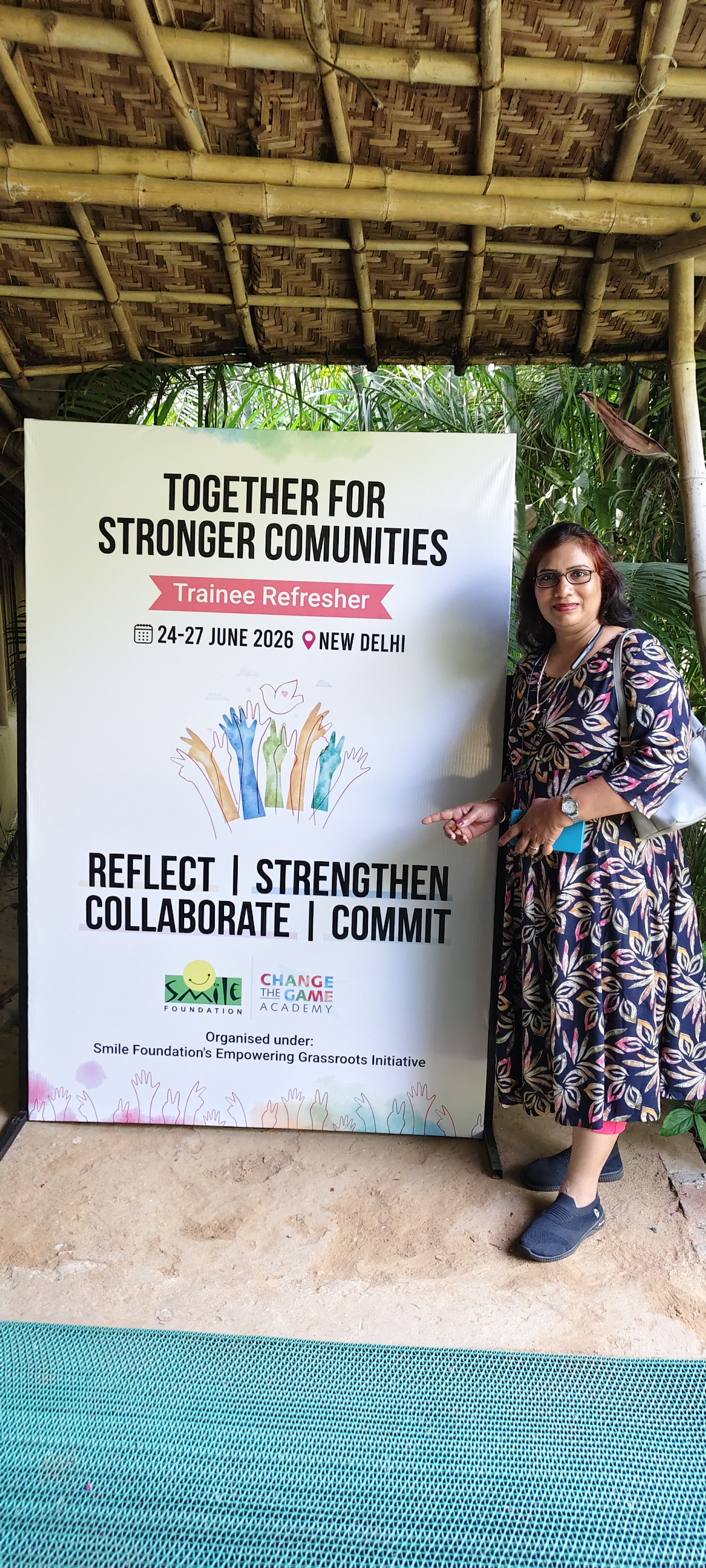 Smile With Shine founder at the Together for Stronger Communities banner, New Delhi, 24-27 June 2026