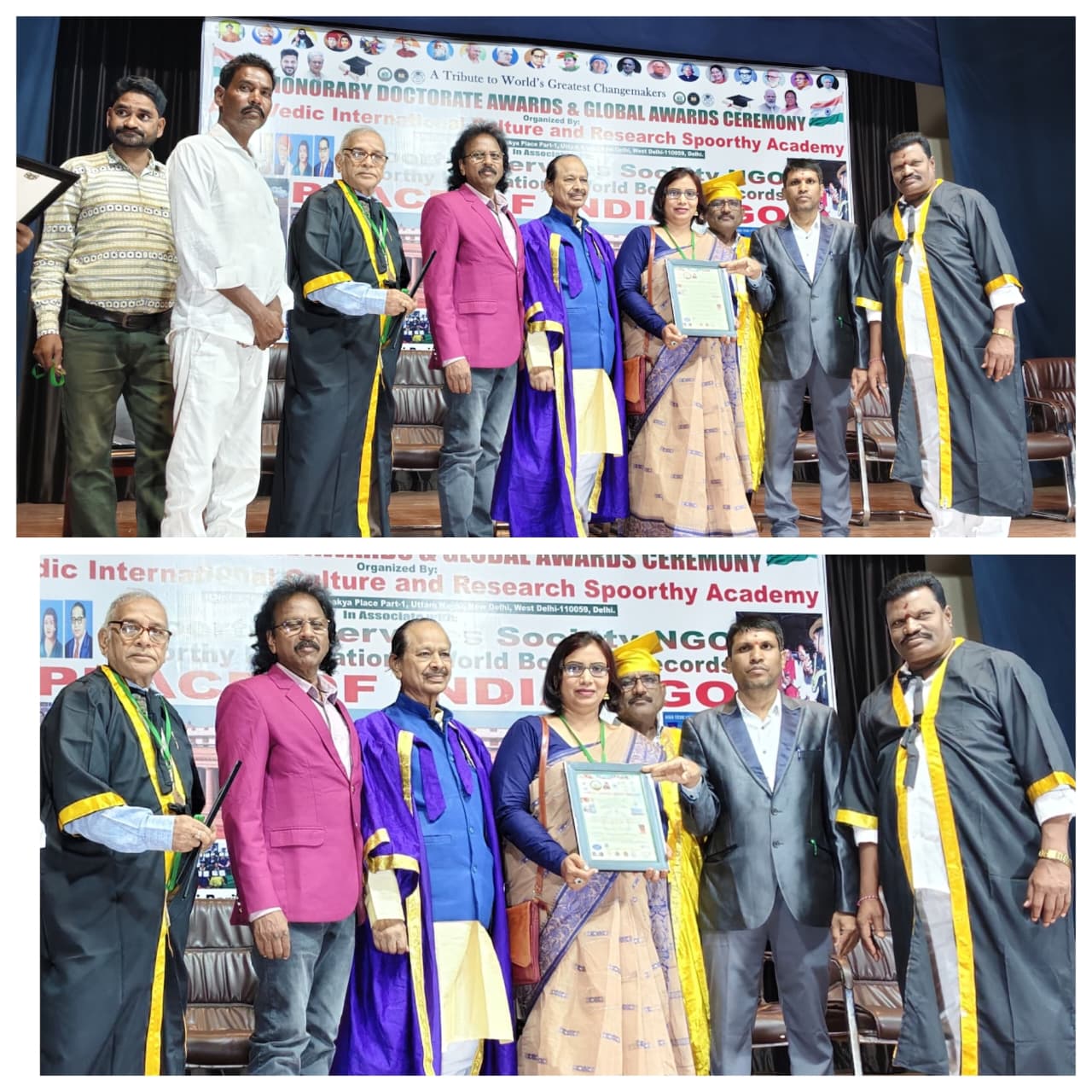 Smt. Grace Mani receives the Bharatiya Seva Ratna National Award